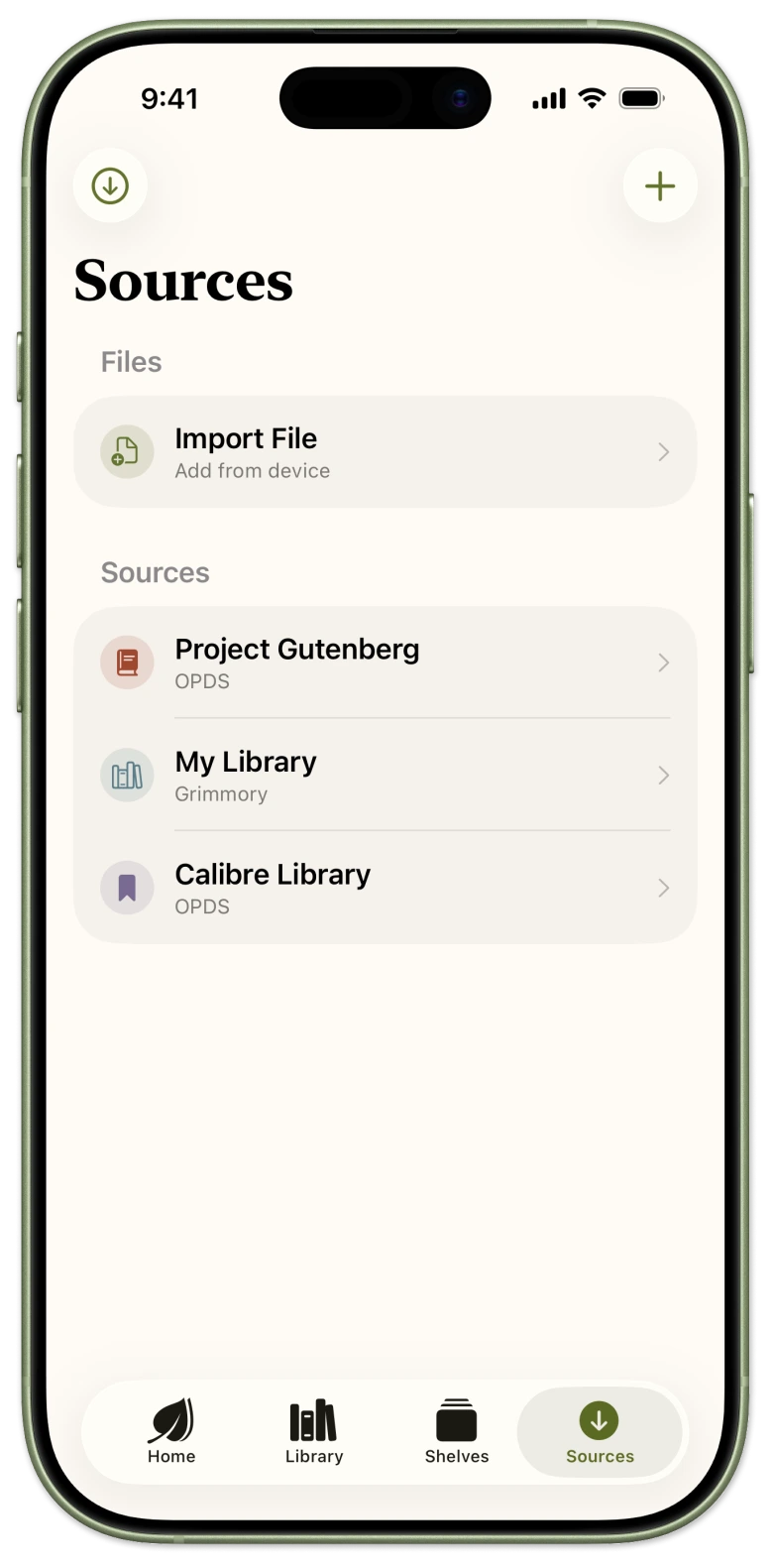 Leaf Sources on iPhone